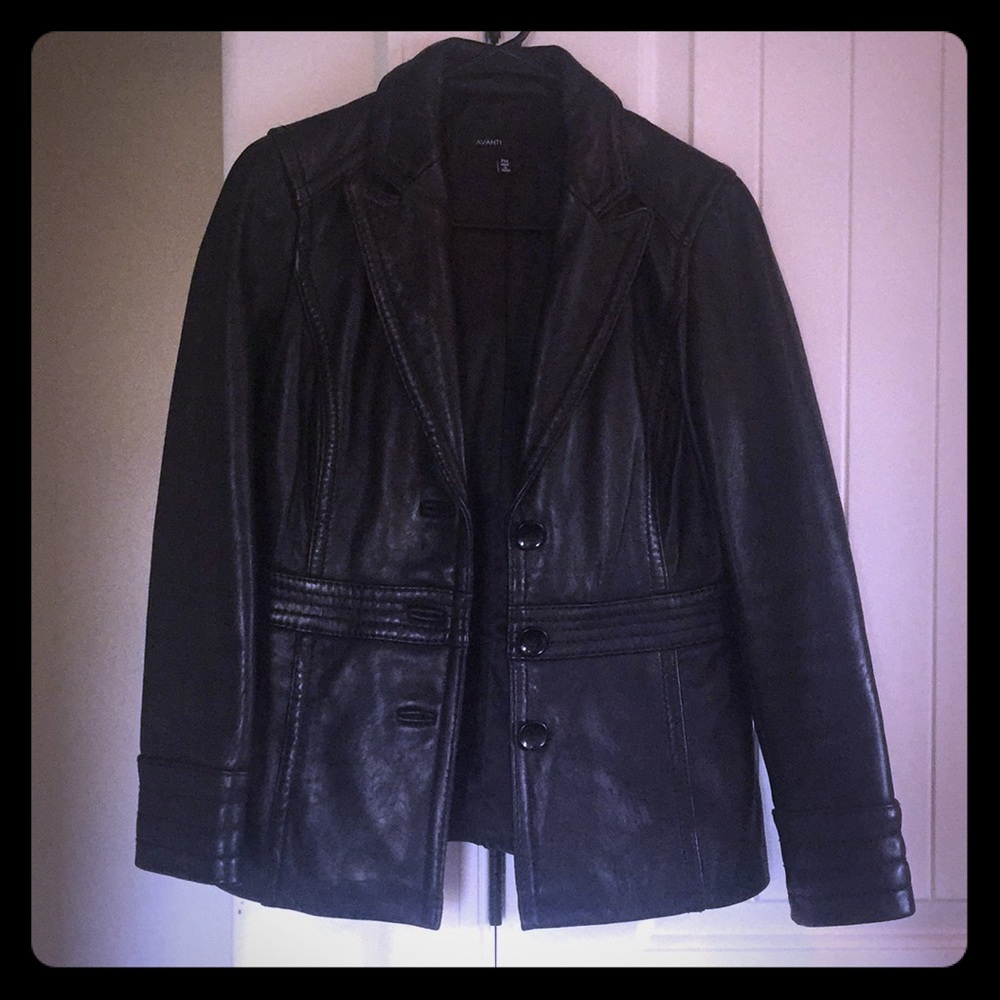 Black leather blazer jacket